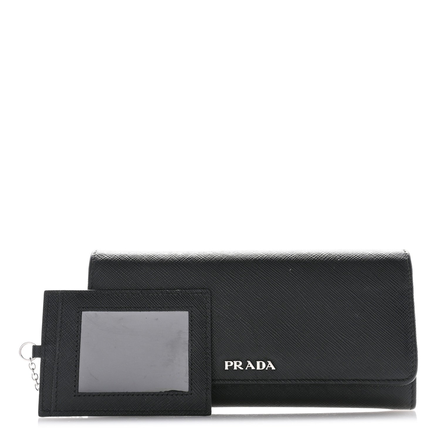 Prada Saffiano Metal Continental Flap Travel Wallet Black 1 of 8