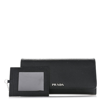 Prada Saffiano Metal Continental Flap Travel Wallet Black 1 of 8
