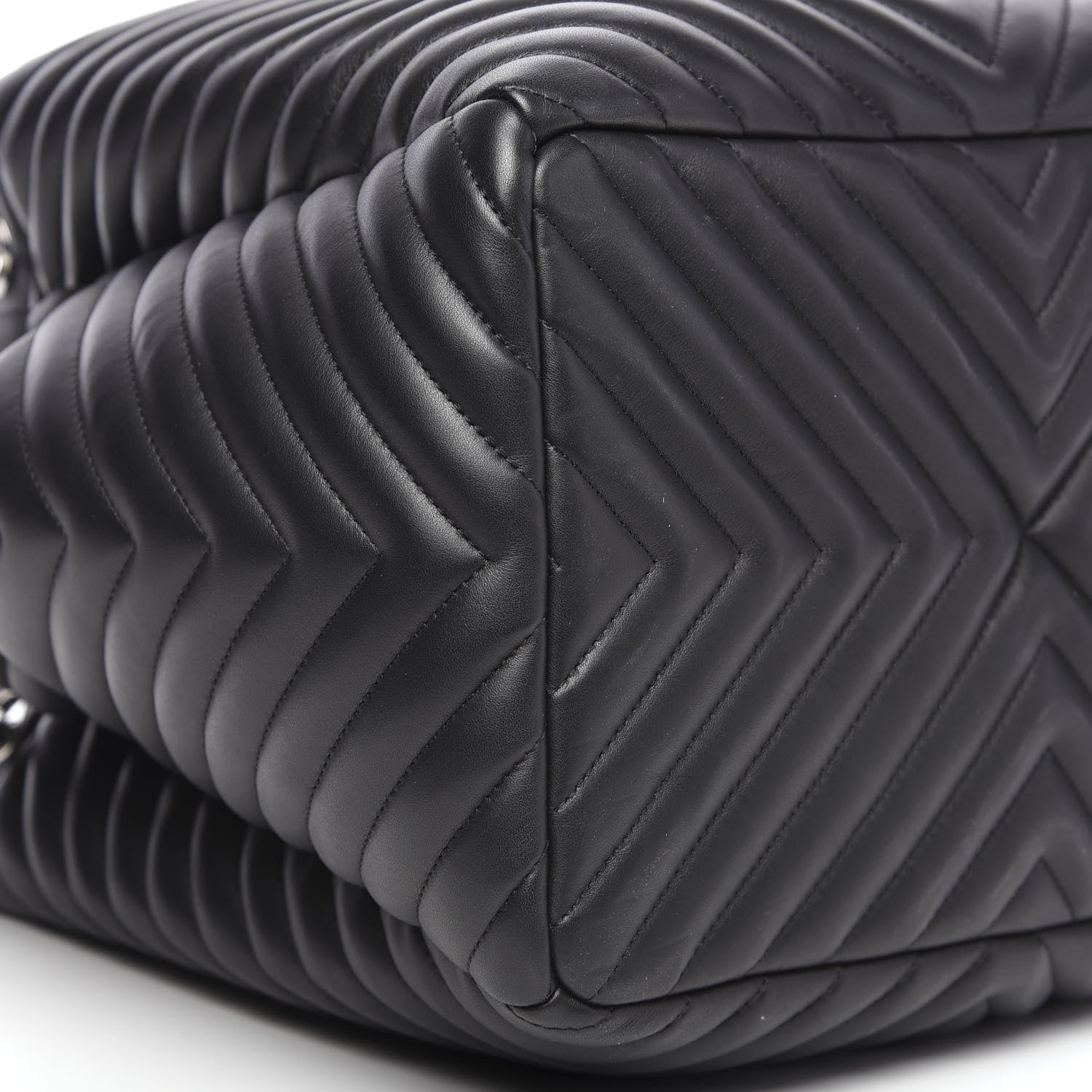 Chanel Lambskin Chevron Quilted Large Urban Spirit Drawstring Bag Black 5 of 8