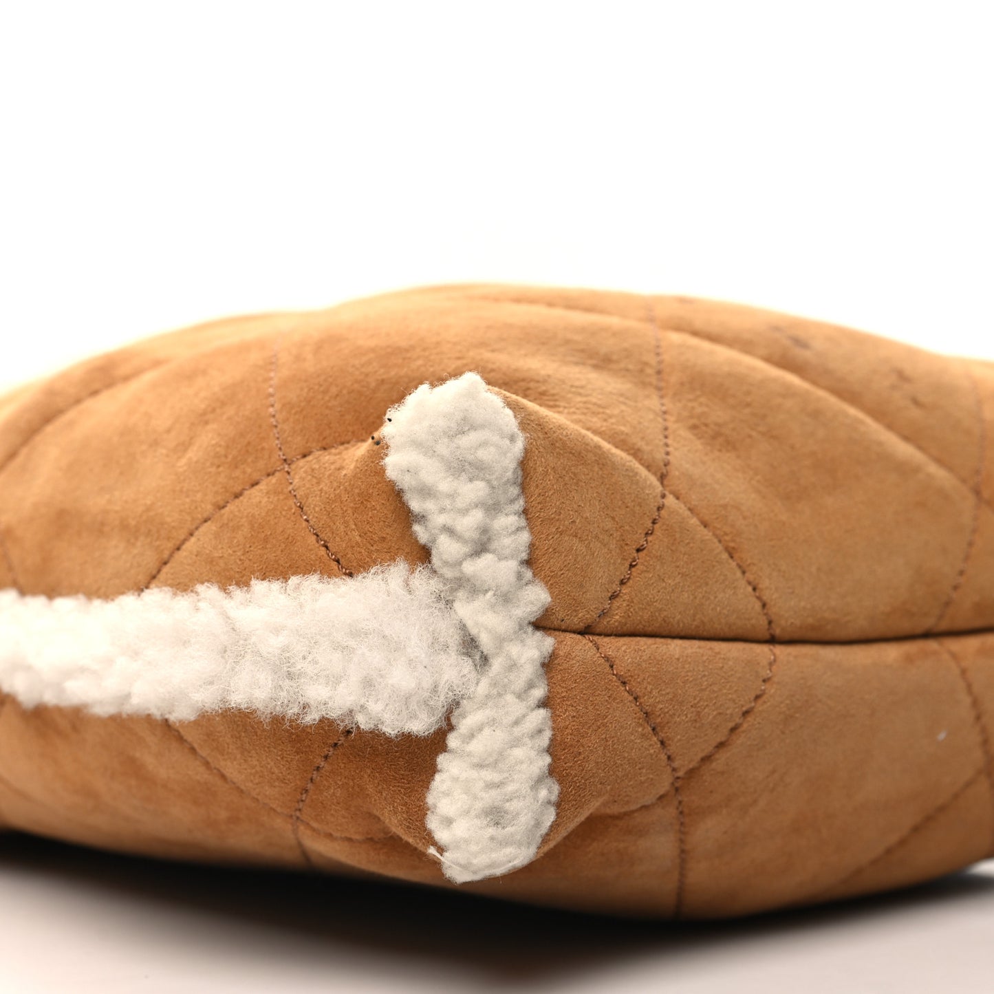 Suede Shearling Quilted Small Chanel 22 Brown White