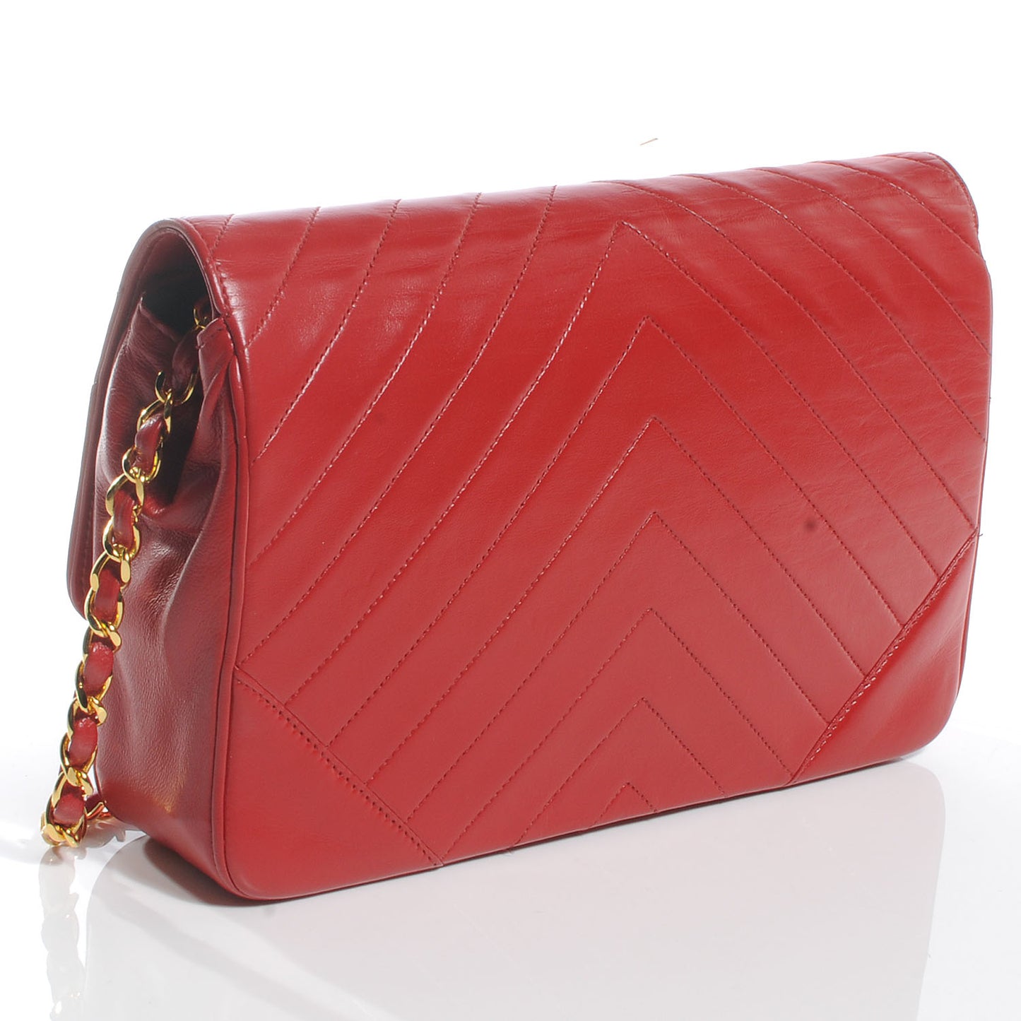 Lambskin Chevron Flap Red