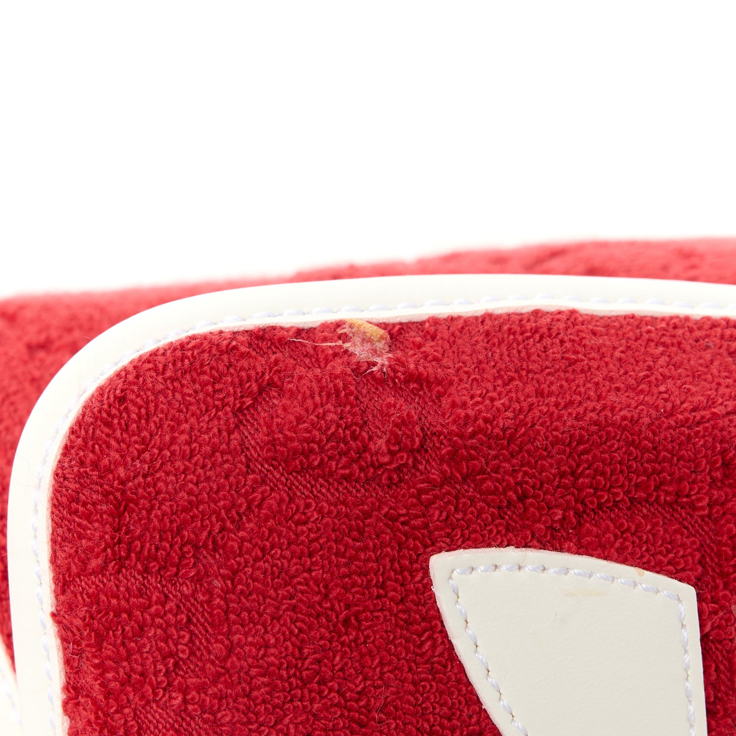 X ADIDAS Terry Cloth Trefoil GG Monogram Mens Platform Sandals 9 Maple Red Off White