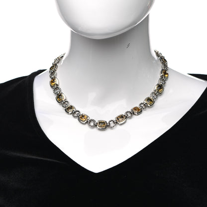 David Yurman Sterling Silver 18K Yellow Gold Citrine Smoky Quartz Renaissance Link Necklace 2 of 4