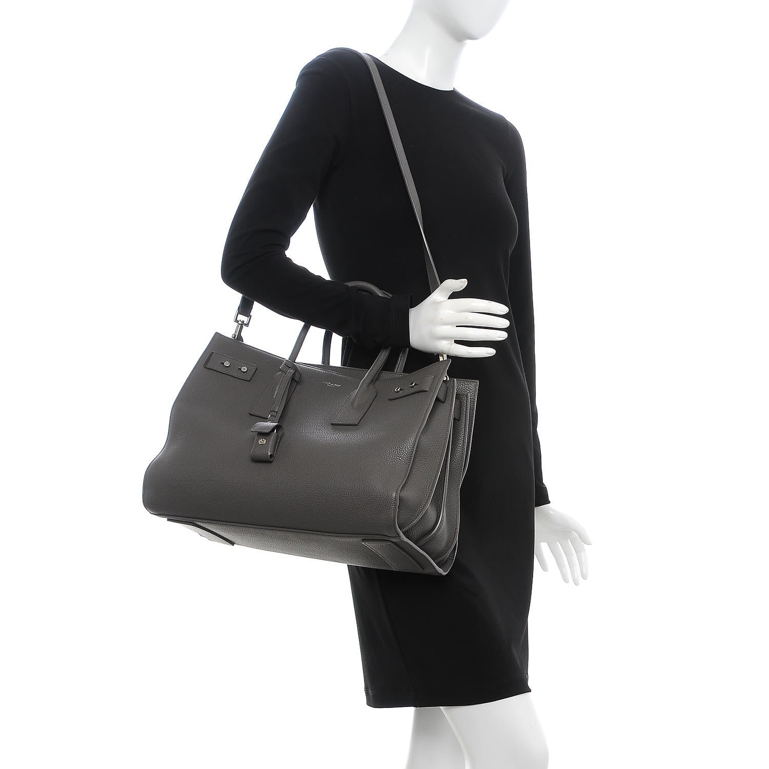 Saint Laurent Grained Calfskin Medium Supple Sac De Jour Kaki Militaire 2 of 11