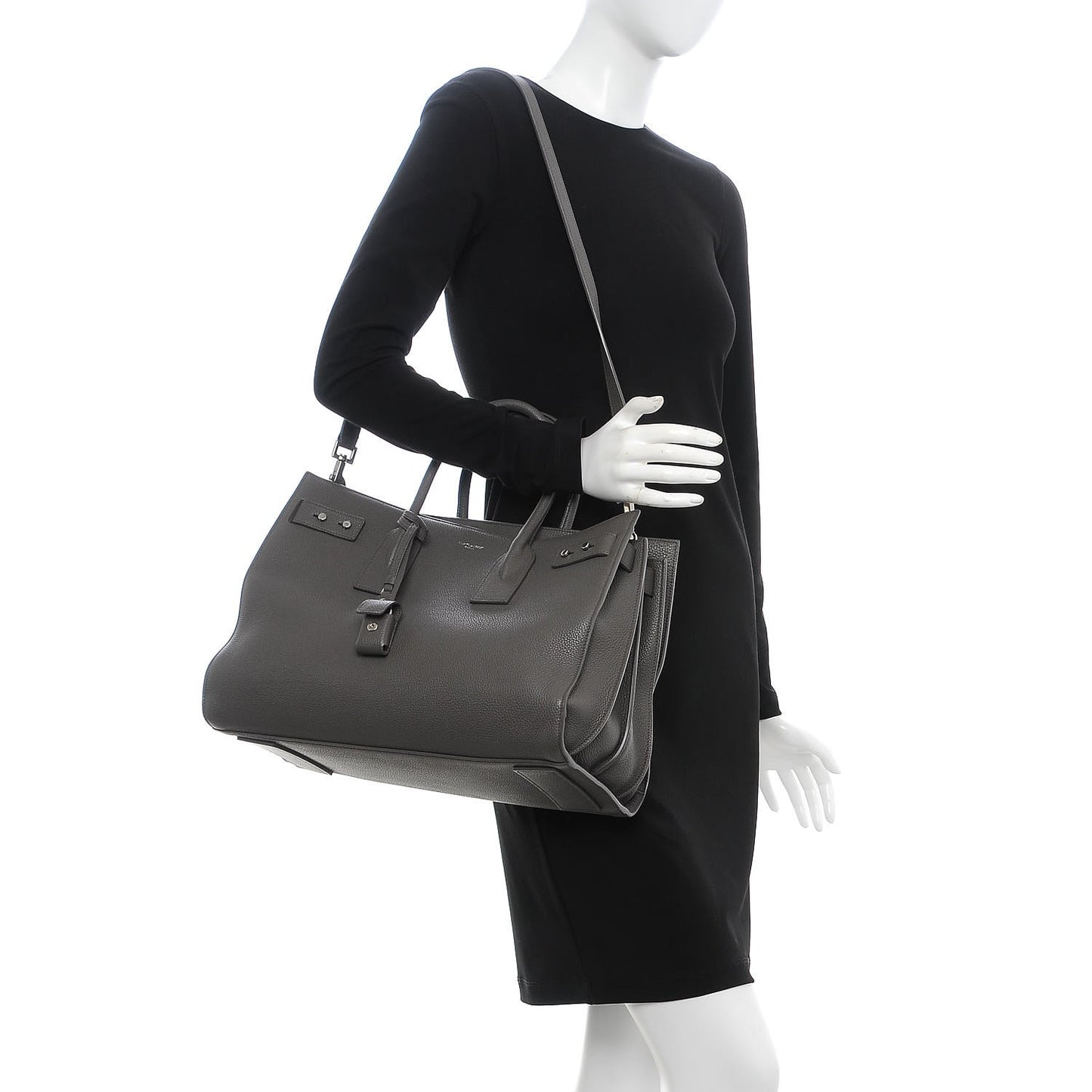 Grained Calfskin Medium Supple Sac De Jour Kaki Militaire
