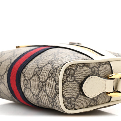 Gucci GG Supreme Monogram Textured Calfskin Web Mini Ophidia Shoulder Bag Beige Ebony Mystic White 10 of 11