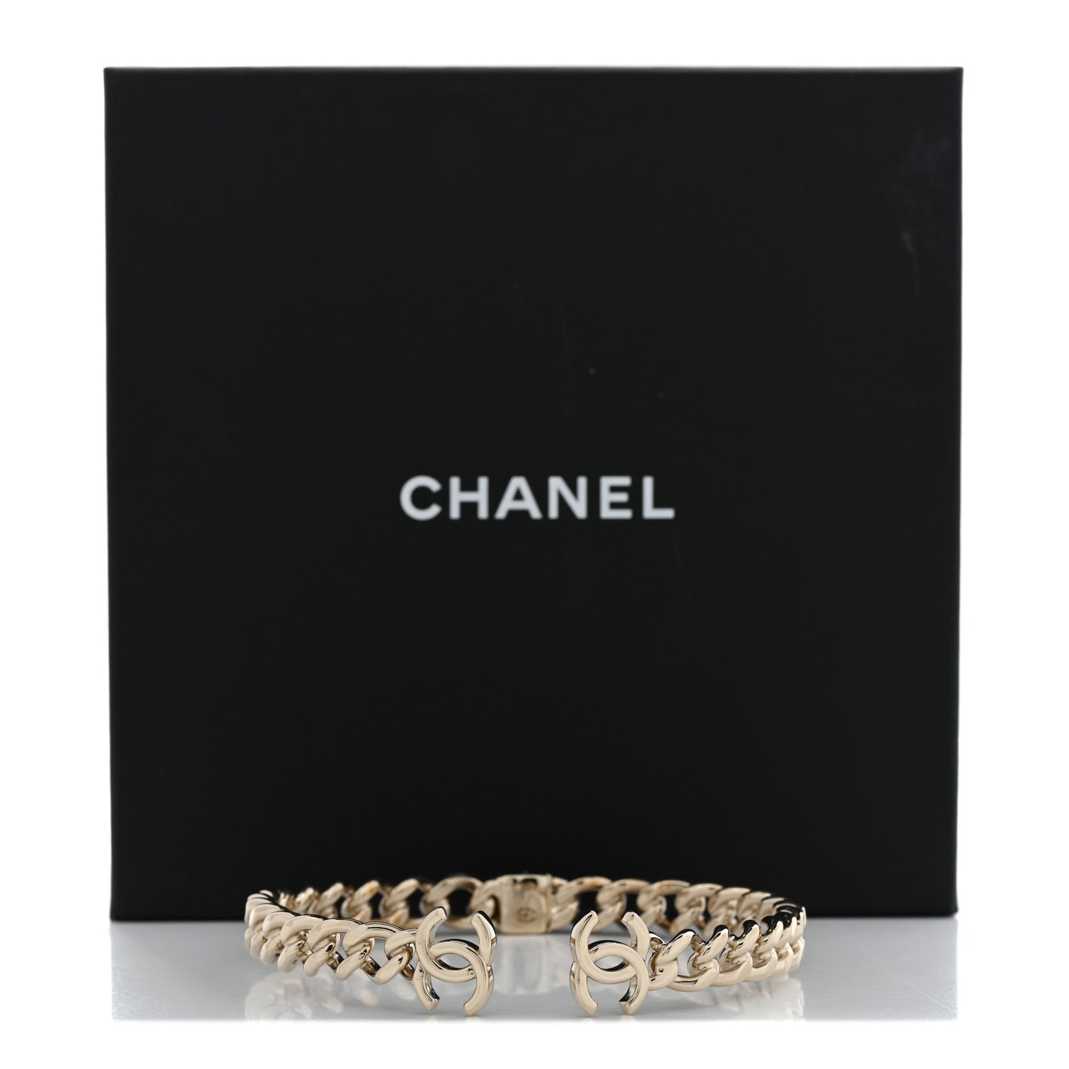 Chanel Metal CC Chain Link Choker Necklace M Gold 6 of 6