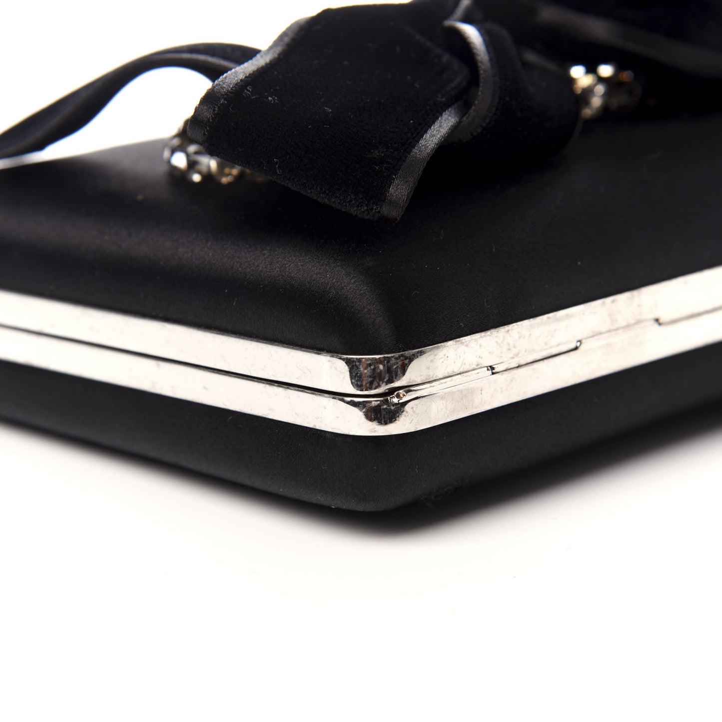 Satin Embellished Box Clutch Black