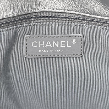 Chanel Metallic Crackled Calfskin Quilted Large Big Bang Hobo Silver 5 of 14
