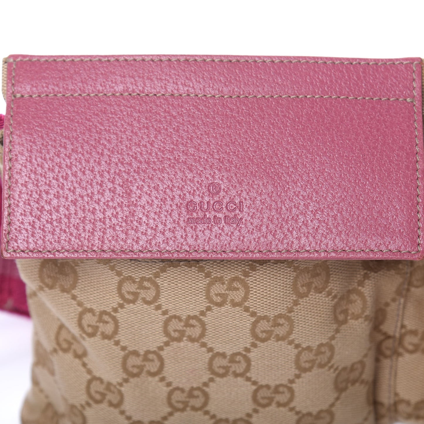 GG Monogram Web Double Pocket Belt Bag Pink