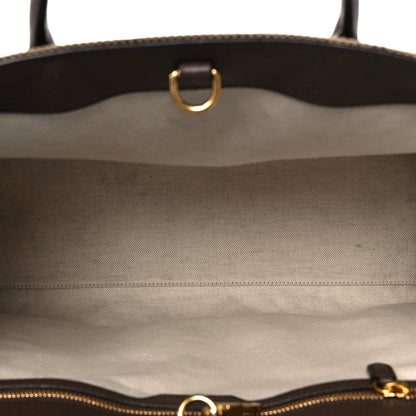 Gucci Monogram Jumbo GG Textured Dollar Calfskin Web Tote Bag Camel Ebony New Acero 4 of 7