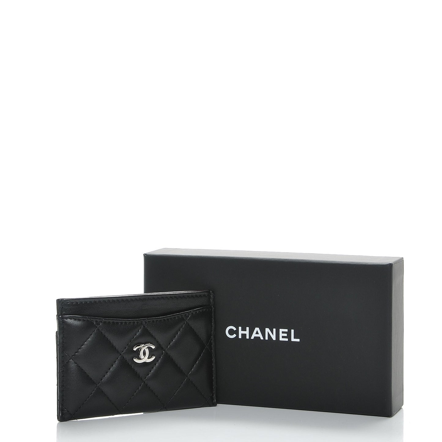 Lambskin Quilted Card Holder Black