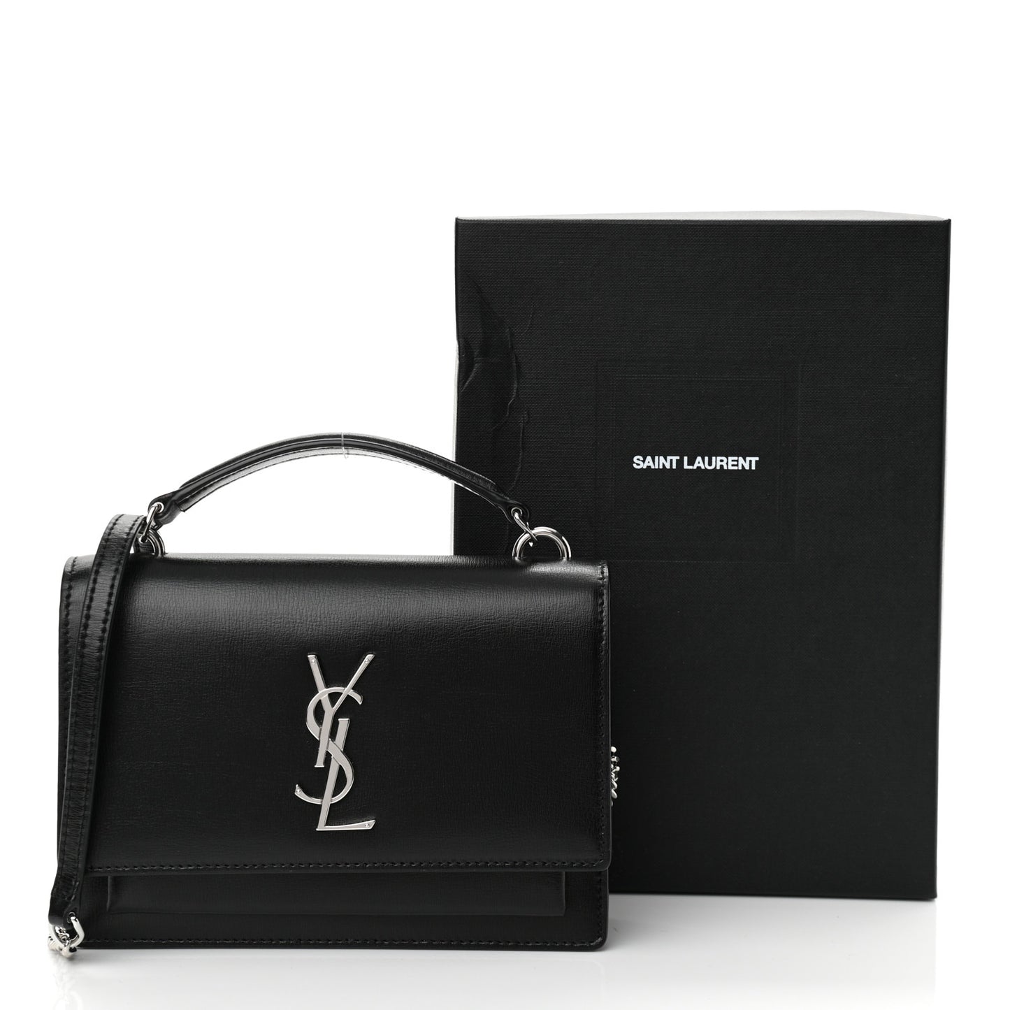 Calfskin Monogram Sunset Chain Wallet Black
