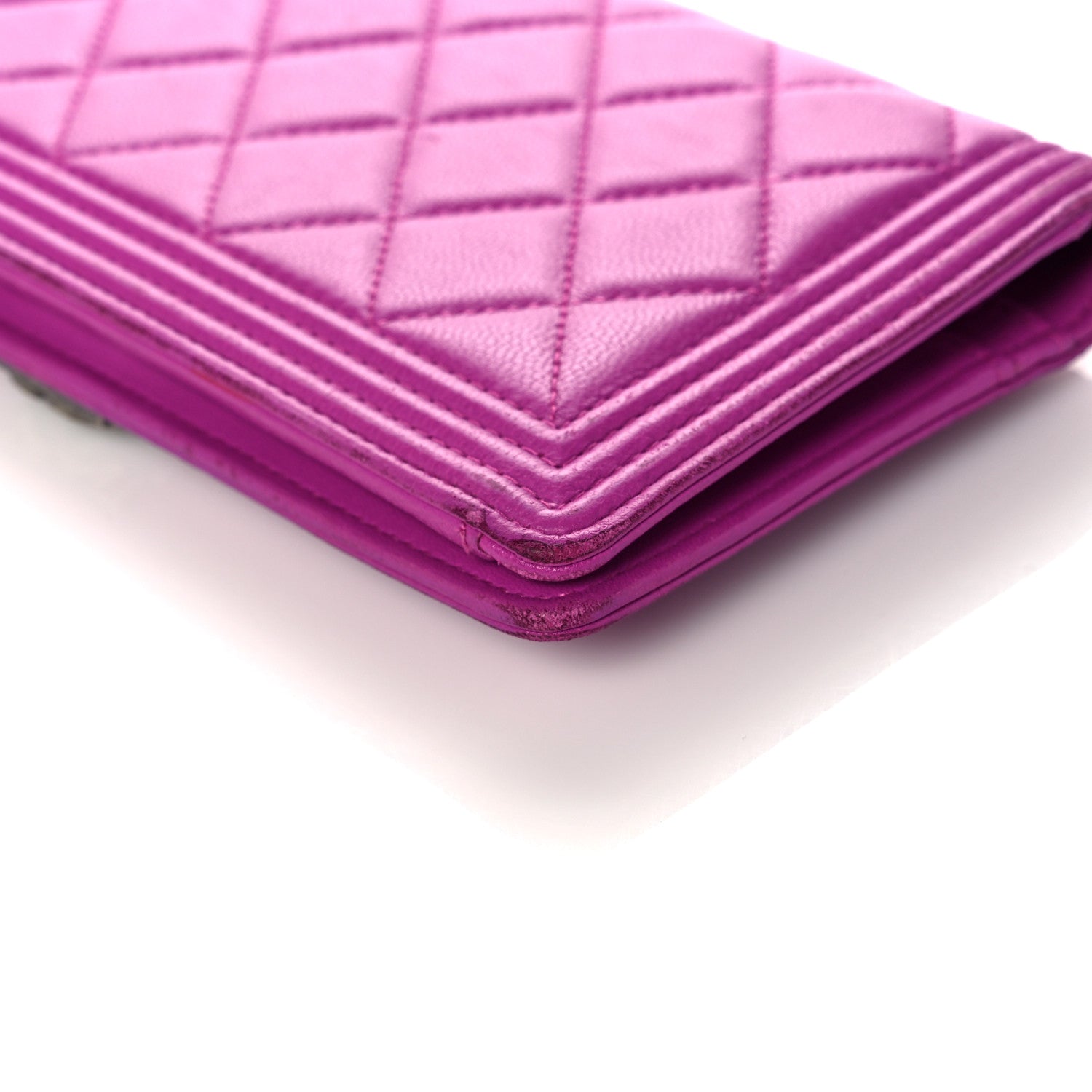 Chanel Lambskin Quilted Boy Yen Wallet Pink 14 of 22