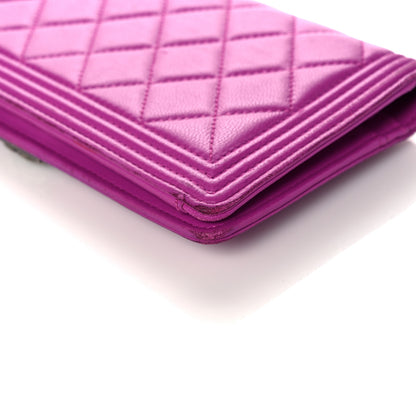 Chanel Lambskin Quilted Boy Yen Wallet Pink 14 of 22