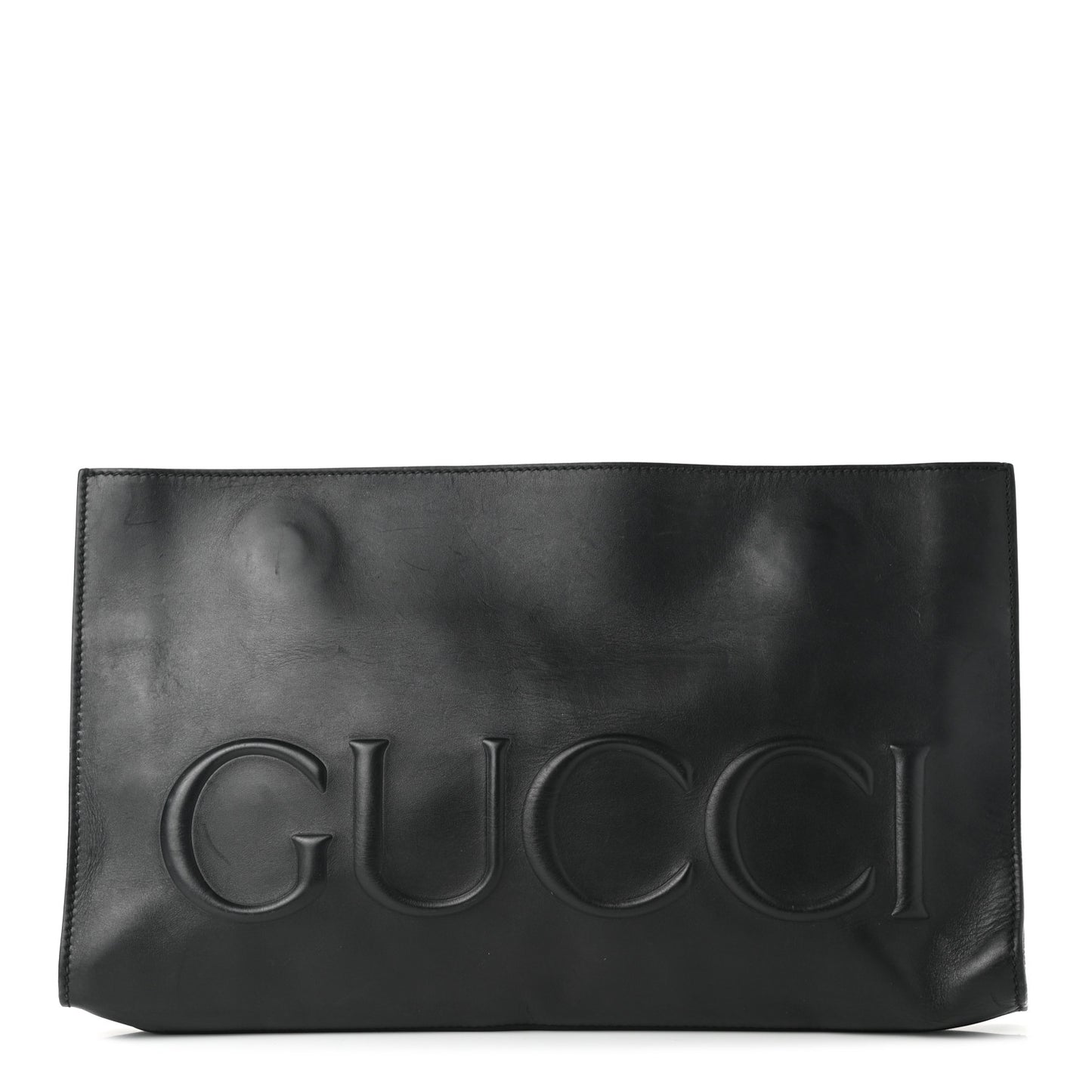 Calfskin Embossed XL Clutch Black
