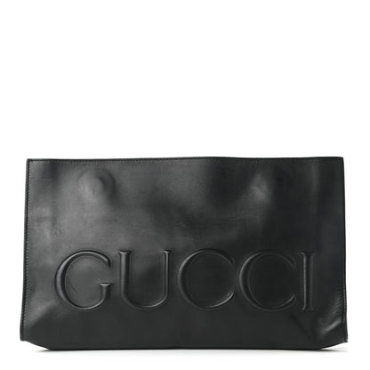 Gucci Calfskin Embossed XL Clutch Black 1 of 8