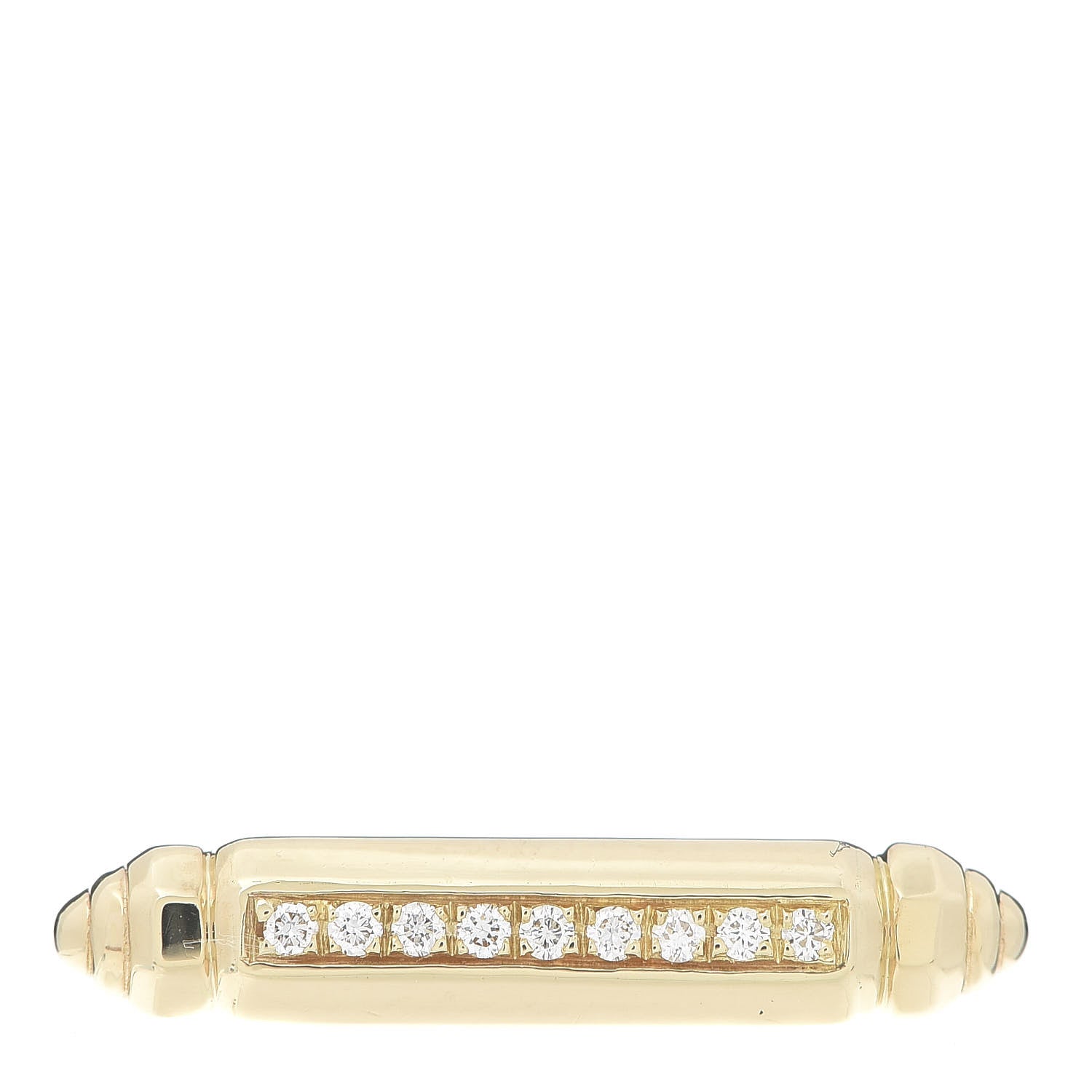 David Yurman 18K Yellow Gold Diamond Lexington Barrel Ring 53 6.25 1 of 5