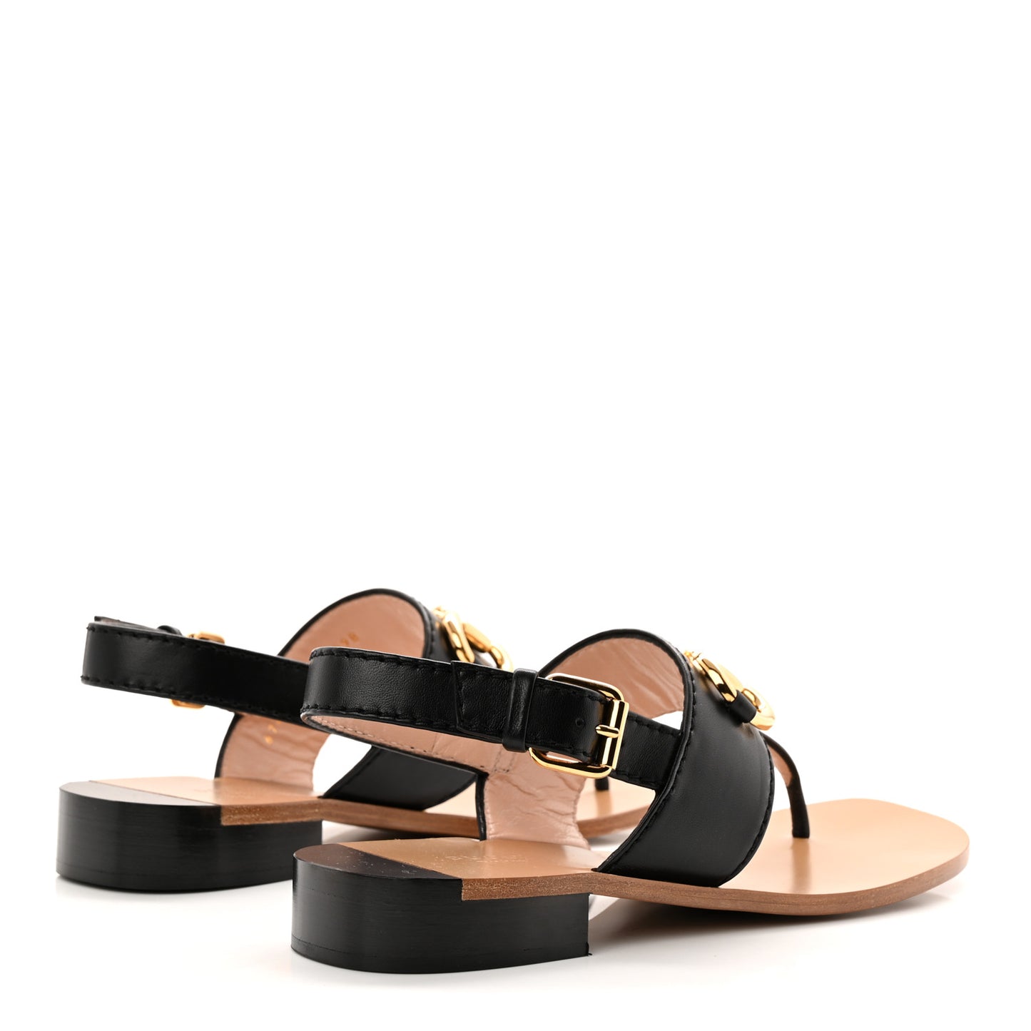 Nappa Charlotte Horsebit Thong Sandals 40 Black