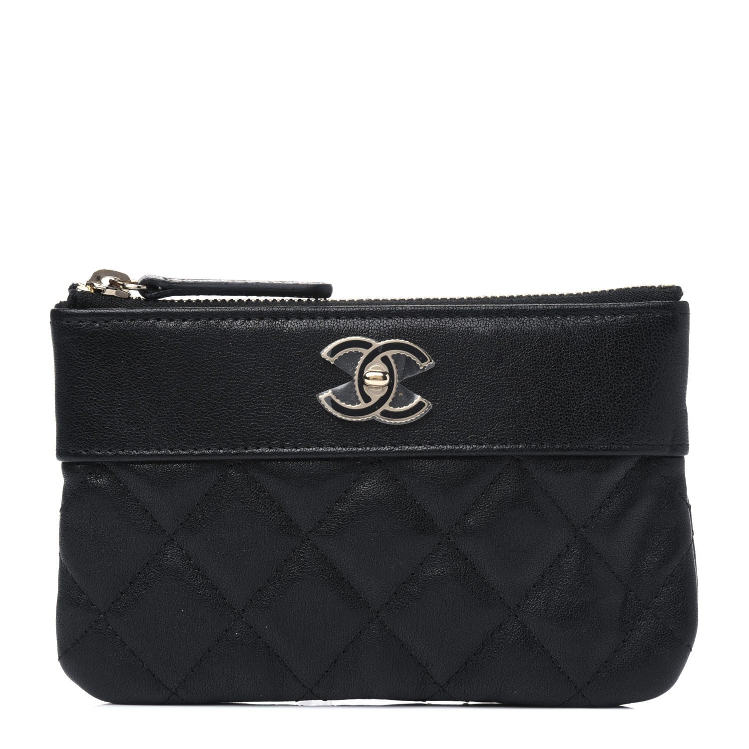 Chanel Sheepskin Quilted Small Vintage Mademoiselle Cosmetic Case Black 1 of 5