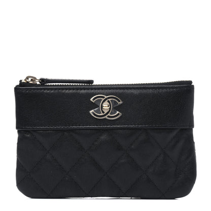 Chanel Sheepskin Quilted Small Vintage Mademoiselle Cosmetic Case Black 1 of 5