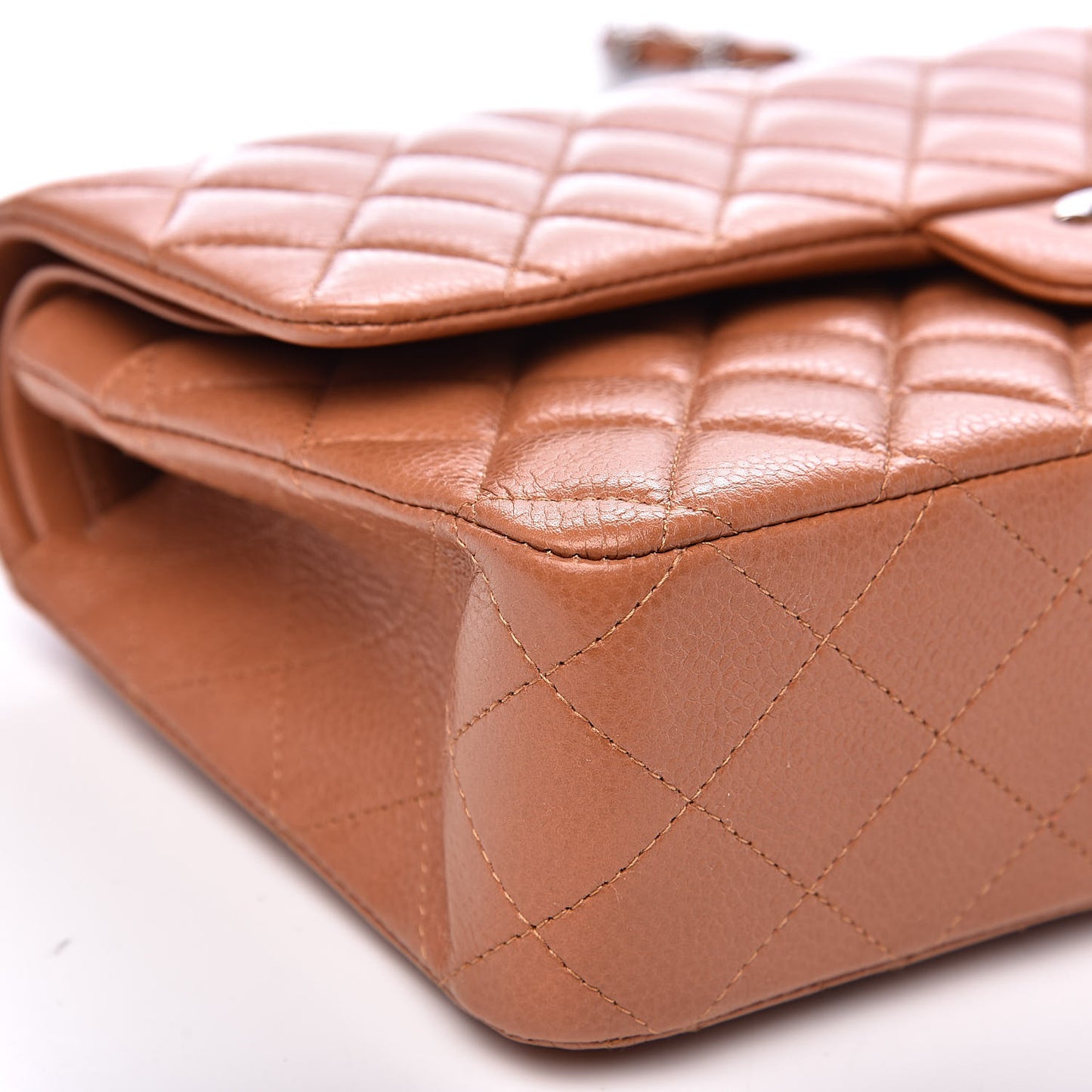 Caviar Quilted Medium Double Flap Dark Beige