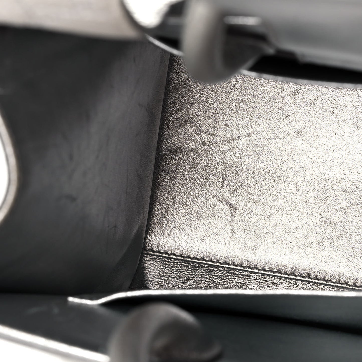 Metallic Goatskin Medium Diorever Flap Silver
