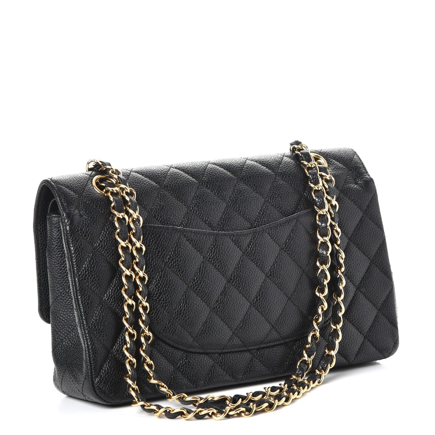 Caviar Quilted Medium Double Flap Black