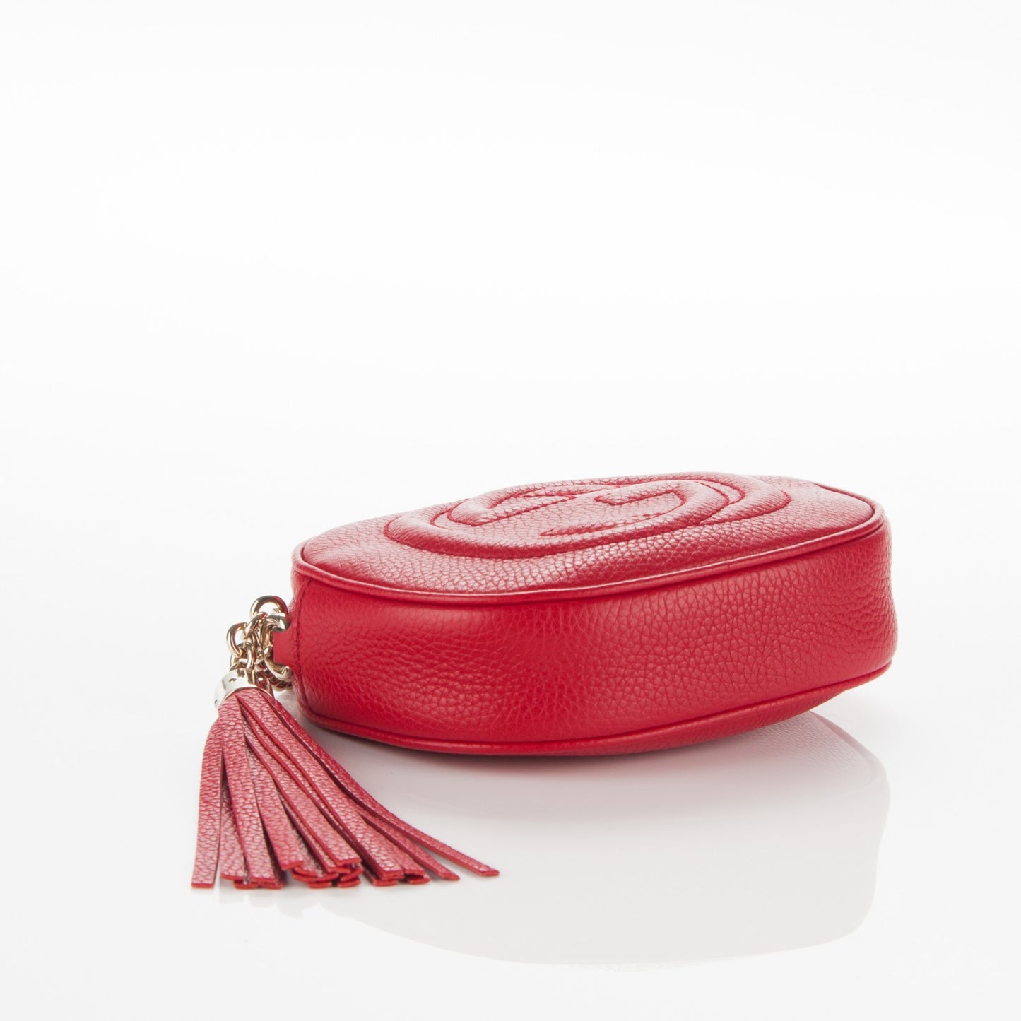 Pebbled Calfskin Mini Soho Chain Bag Tabasco Red