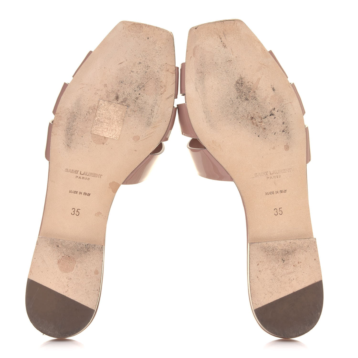 Saint Laurent Patent Calfskin Nu Pied 05 Slide Sandals 35 Nude 5 of 7