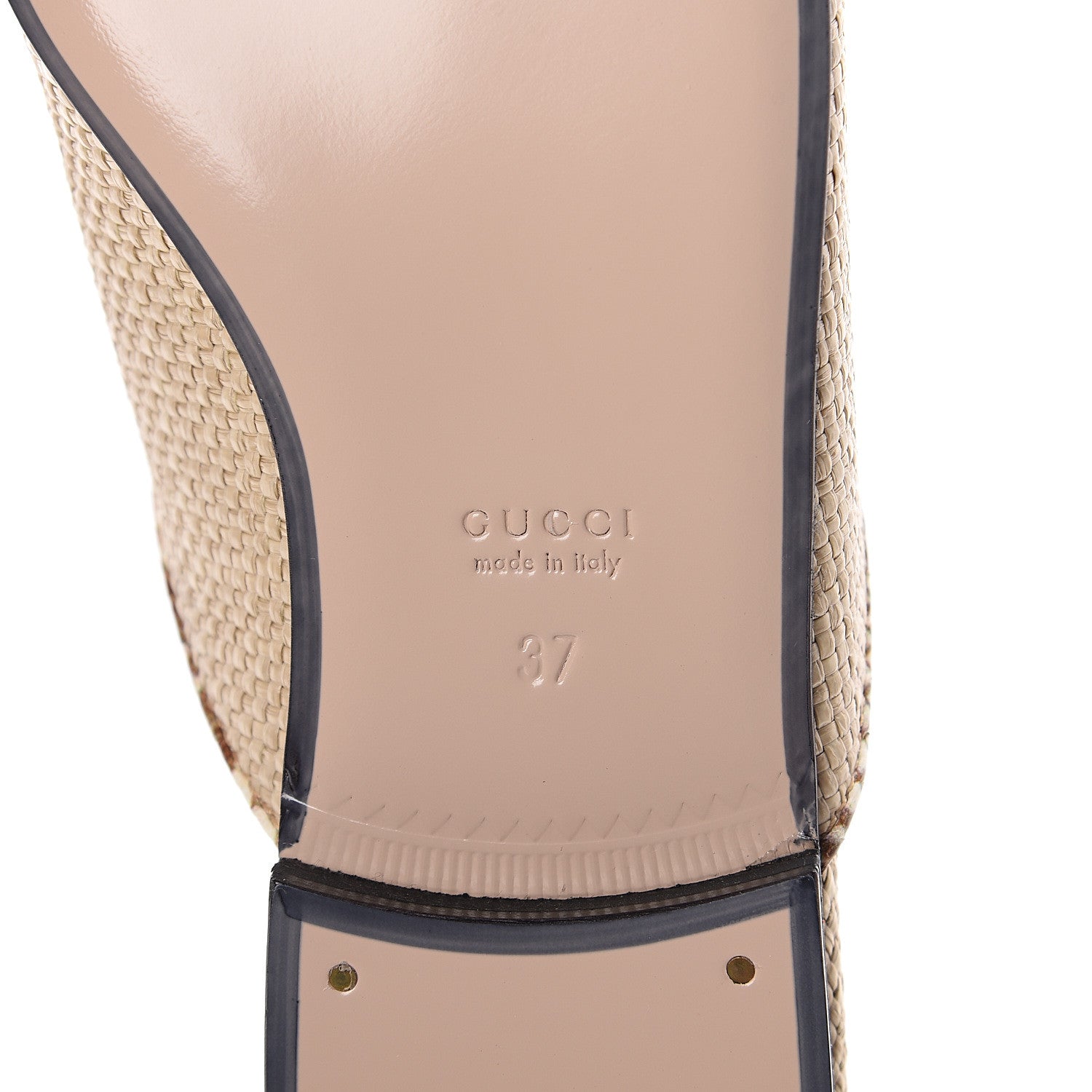 Gucci Straw Elaphe Womens Princetown Slippers 37 Natural Cream Brown 7 of 7