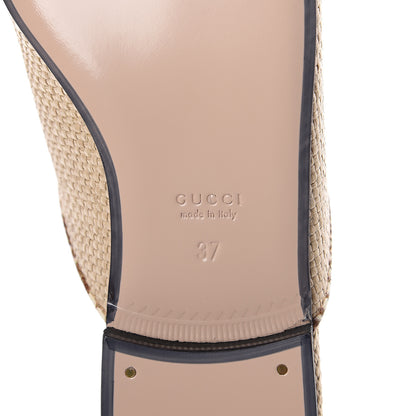 Gucci Straw Elaphe Womens Princetown Slippers 37 Natural Cream Brown 7 of 7