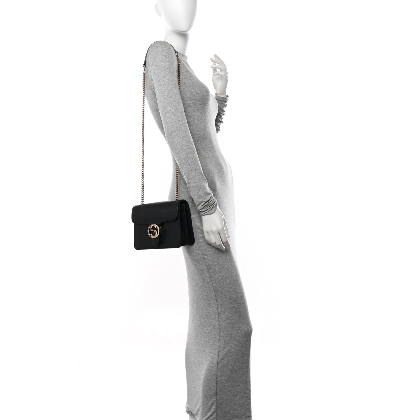 Dollar Calfskin Small Interlocking G Shoulder Bag Black