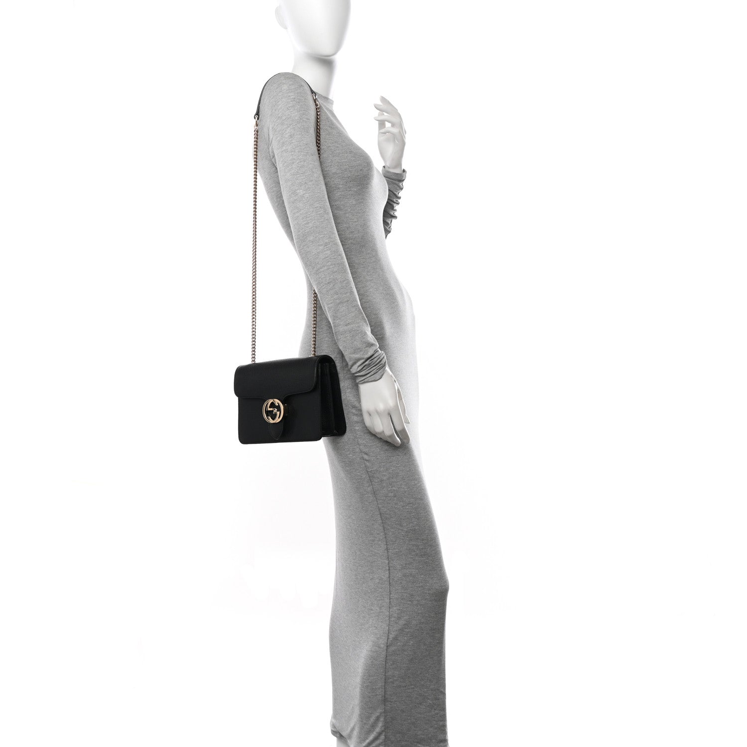 Gucci Dollar Calfskin Small Interlocking G Shoulder Bag Black 2 of 11