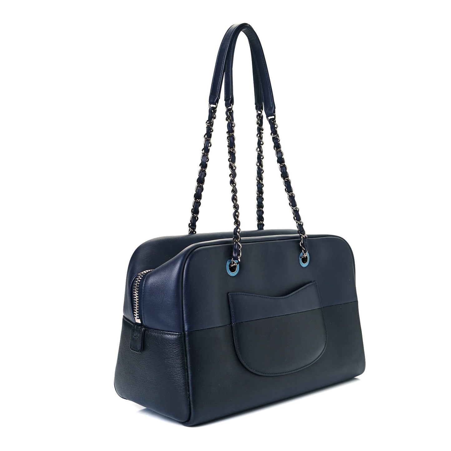 Calfskin Timeless Duo Bowling Bag Dark Navy Black