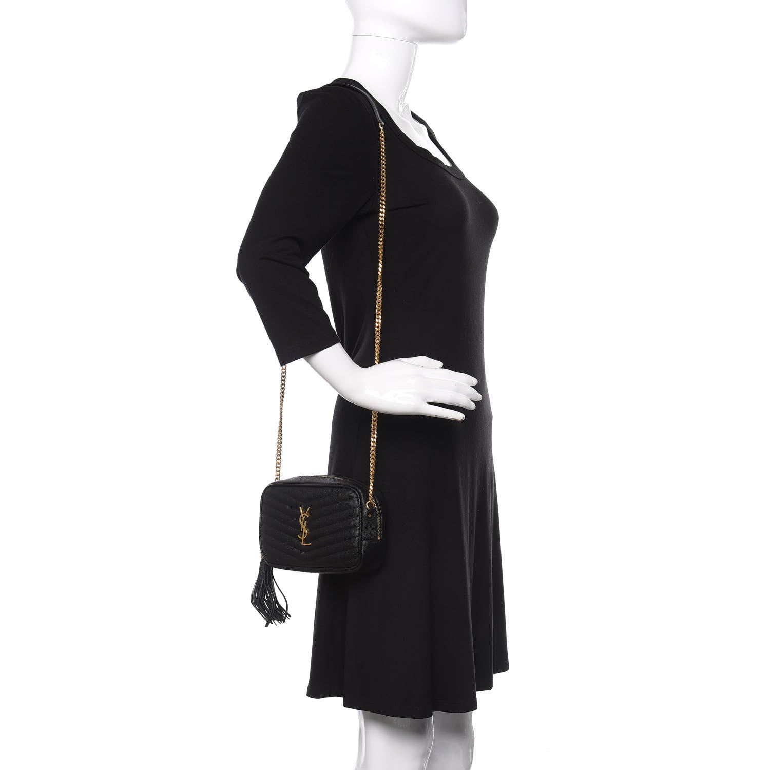 Saint Laurent Grain De Poudre Matelasse Monogram Mini Lou Camera Bag Black 2 of 10