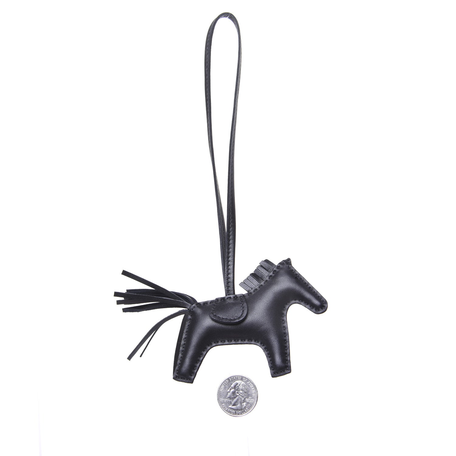 Hermes Milo Lambskin Grigri Rodeo Horse Bag Charm PM So Black 2 of 5