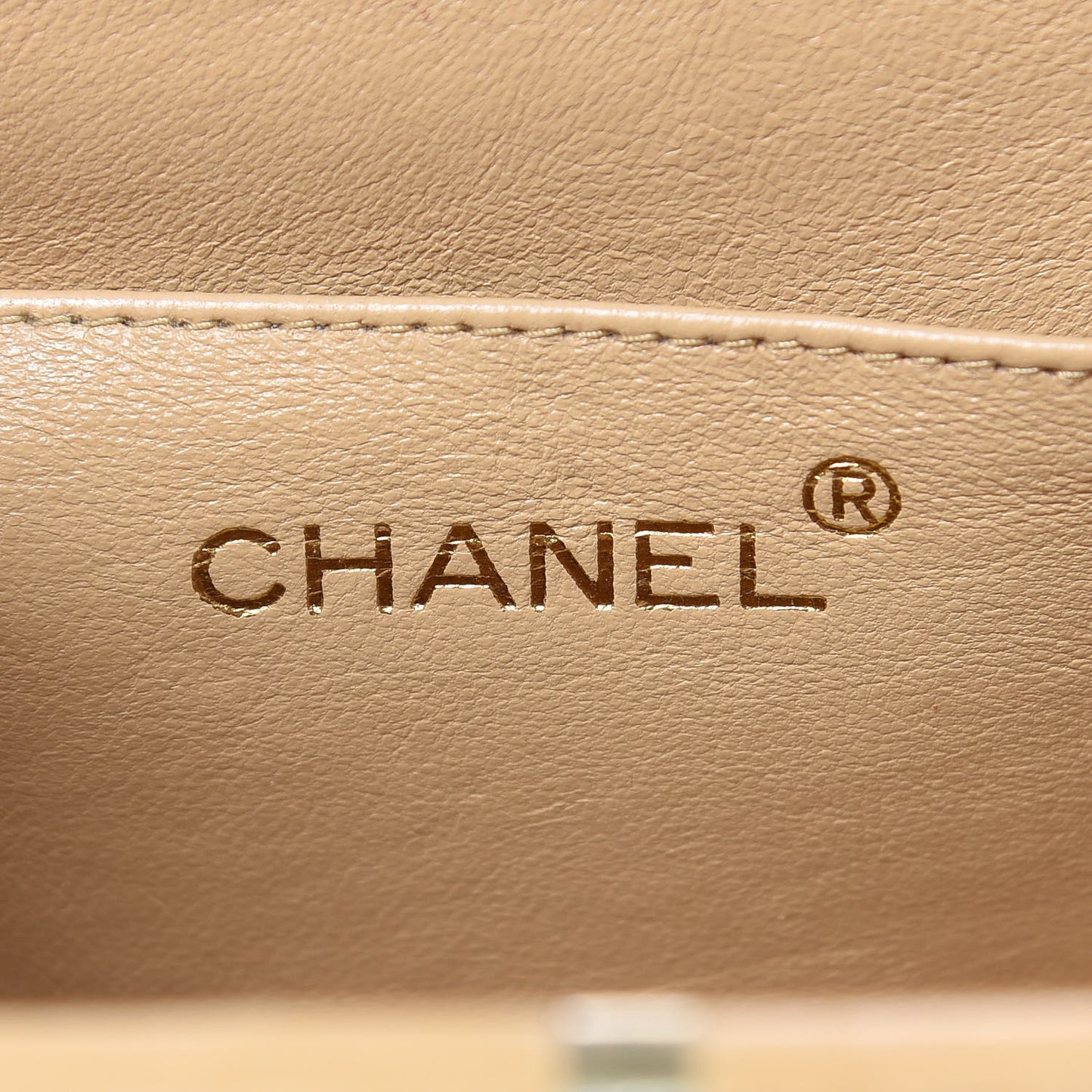 Lambskin Quilted Tortoise Box Bag Beige