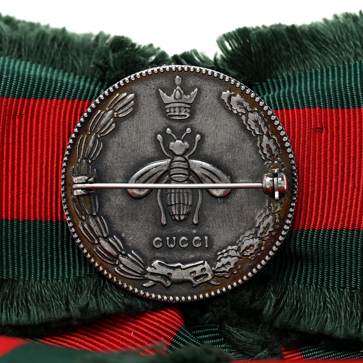 Grosgrain Web Pearl Crystal Bow Brooch