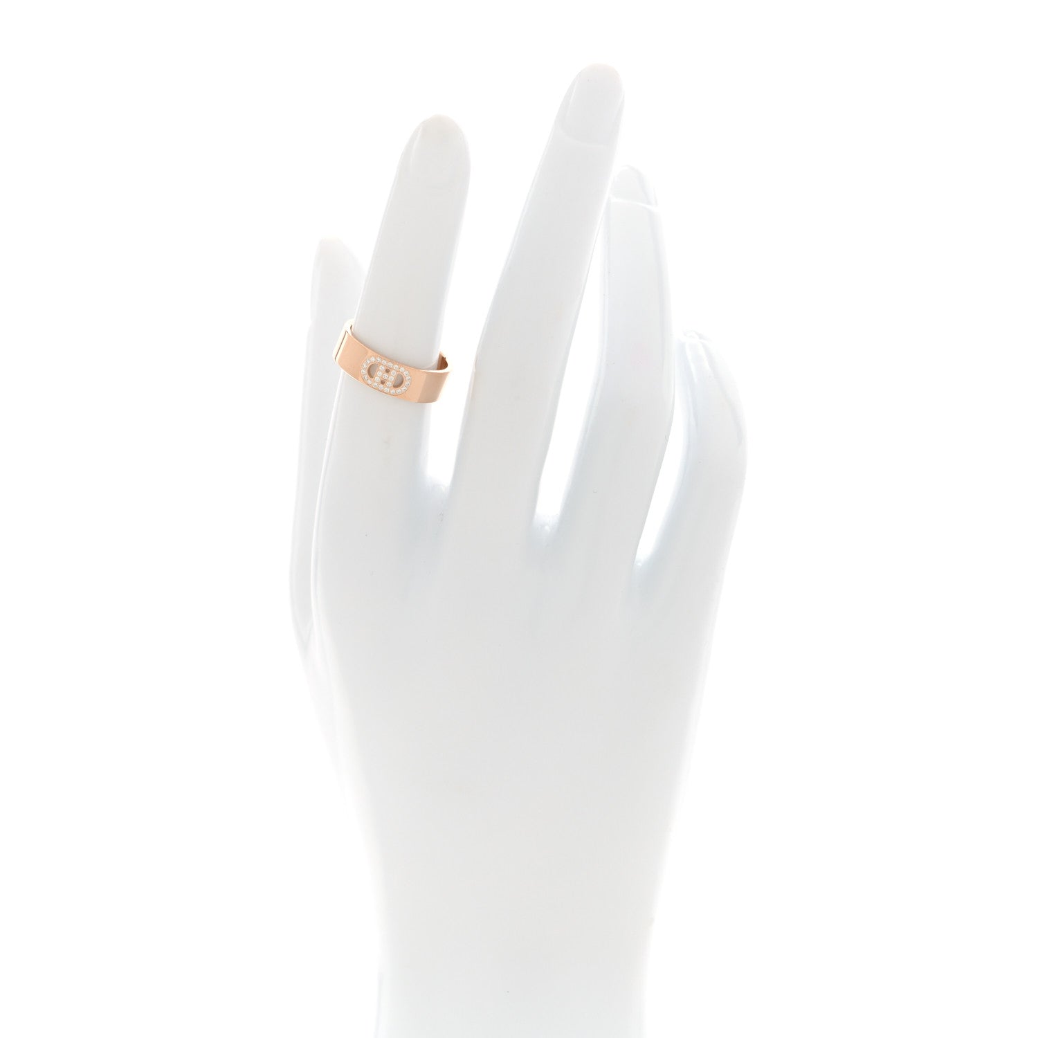 Hermes 18K Rose Gold Diamond PM H D'Ancre Ring 51 5.75 2 of 5