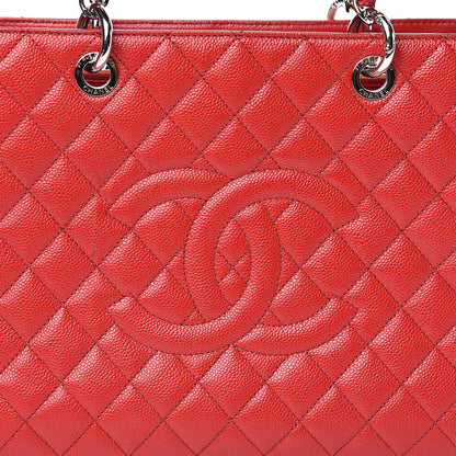Chanel Caviar Quilted Grand Shopping Tote GST Red 14 of 16