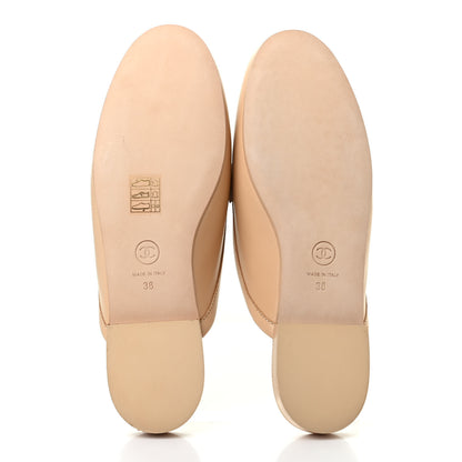 Chanel Lambskin Pearl CC Mules 38 Beige 5 of 8