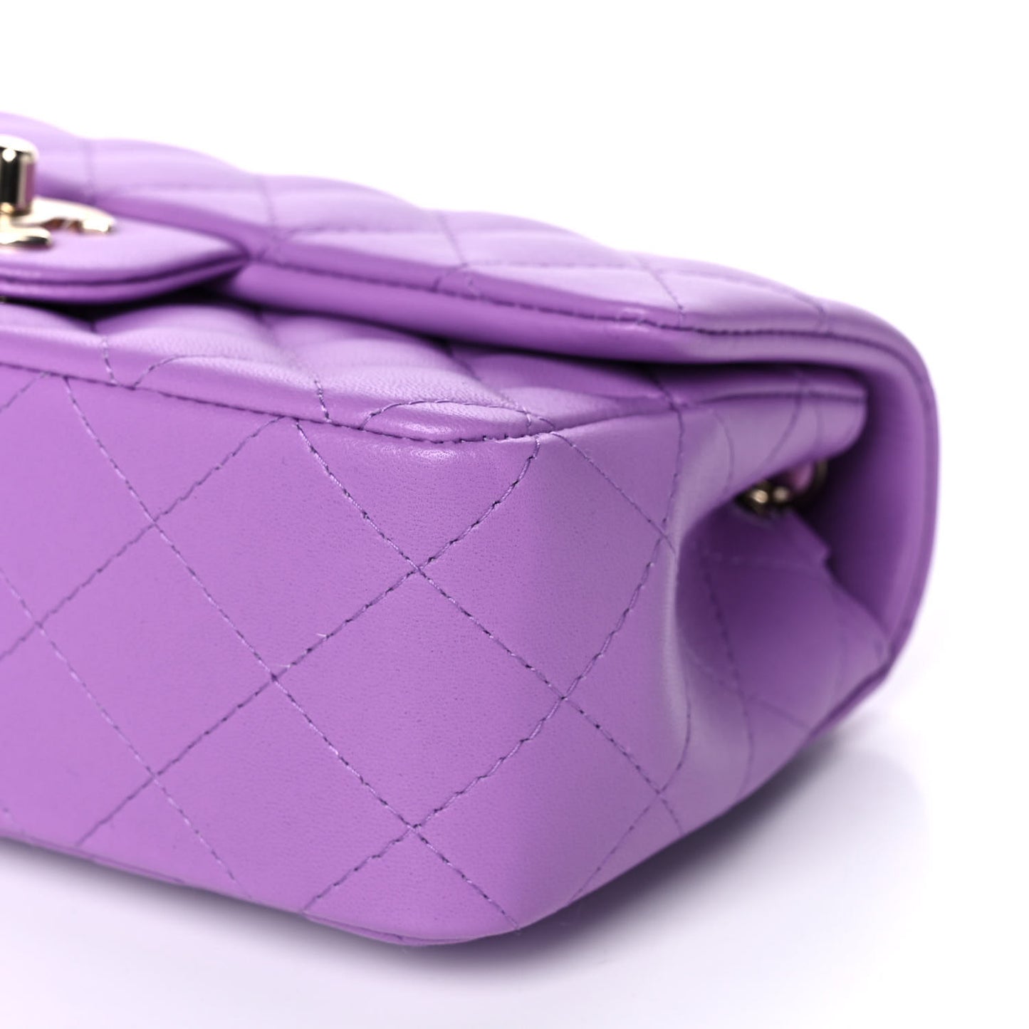 Lambskin Quilted Mini Rectangular Flap Purple