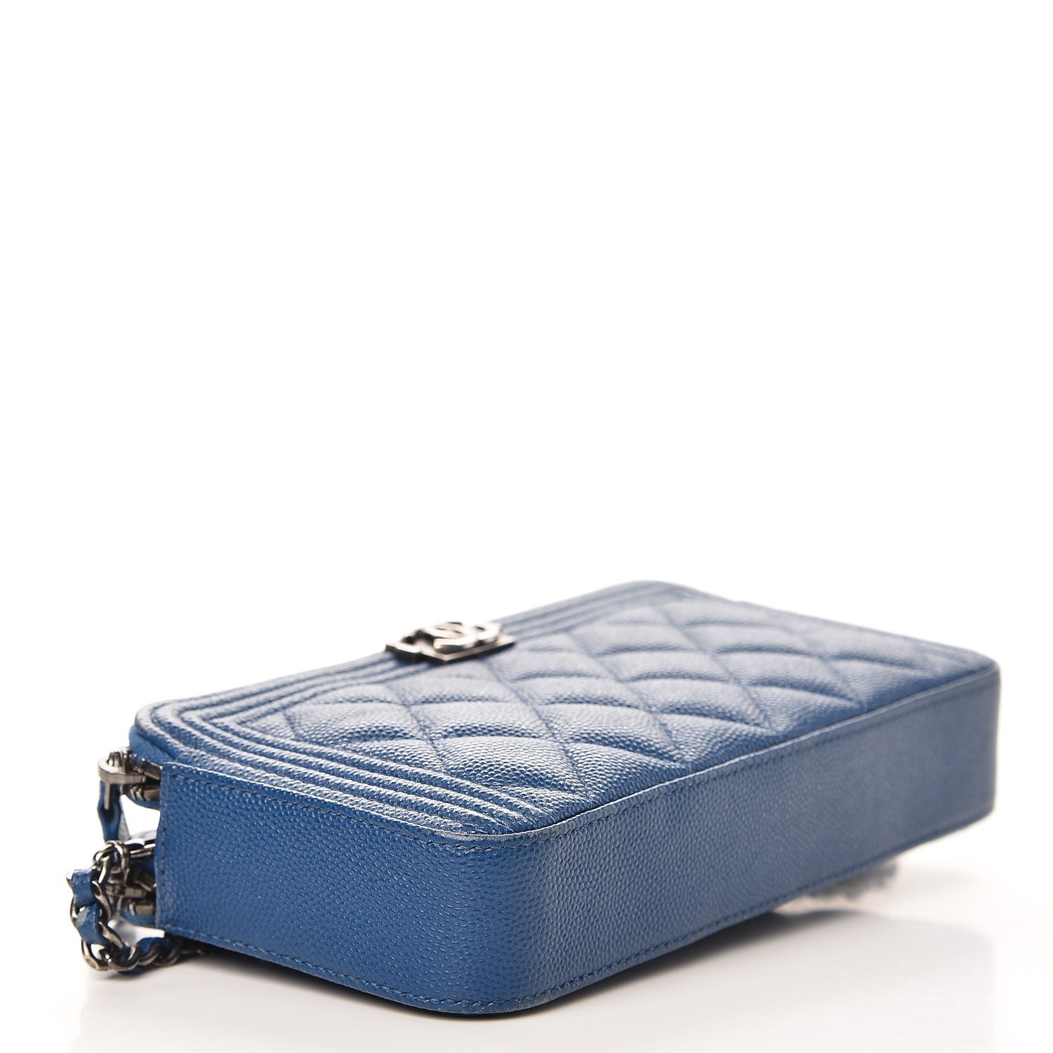 Chanel Caviar Quilted Small Boy Clutch With Chain Blue 4 of 14