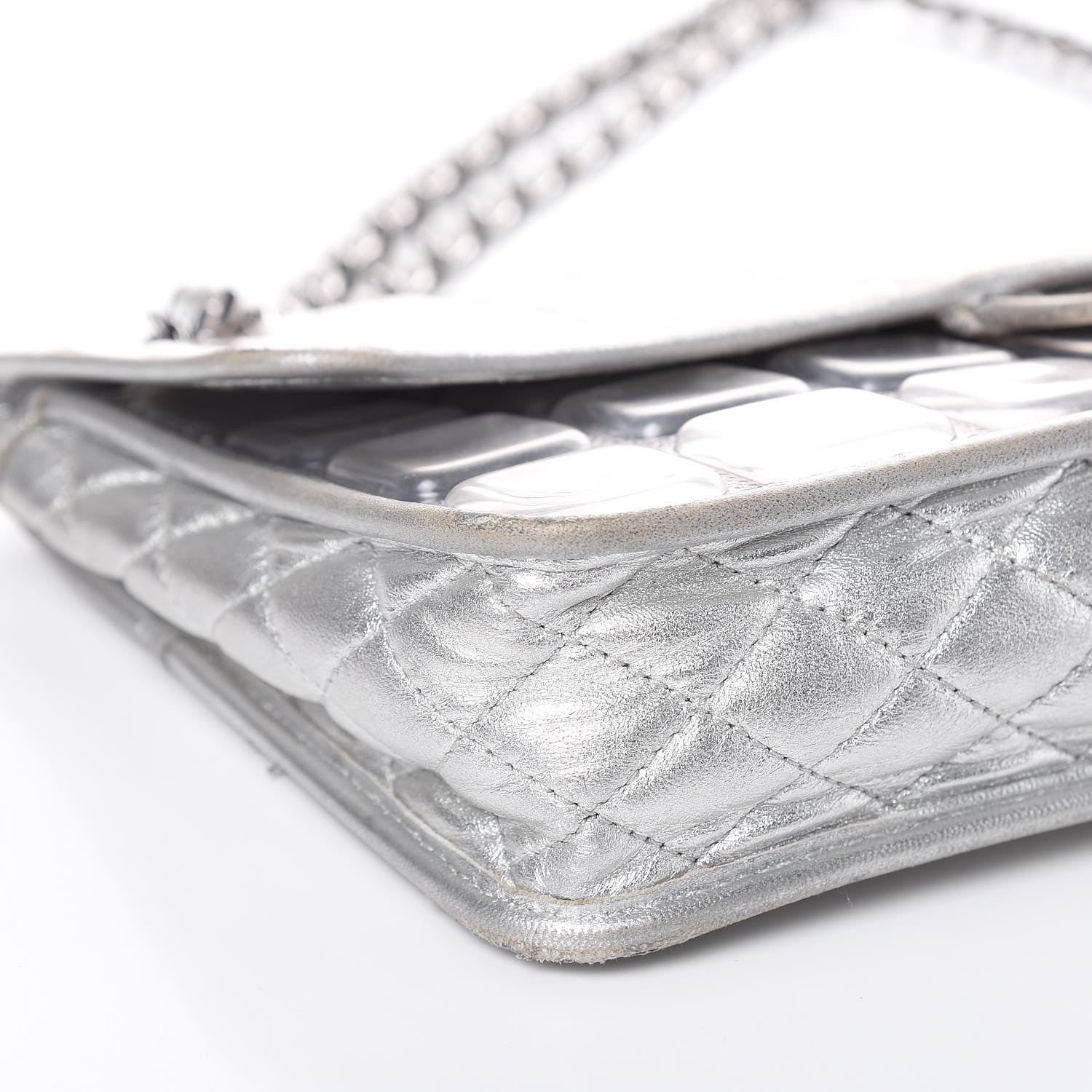 Chanel Vinyl Large Ice Cube Flap Silver 7 of 19