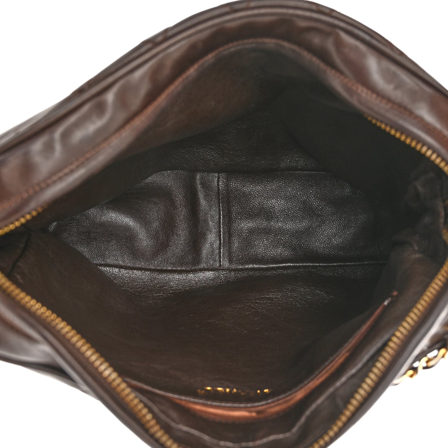 Lambskin Quilted Tassel Camera Case Brown