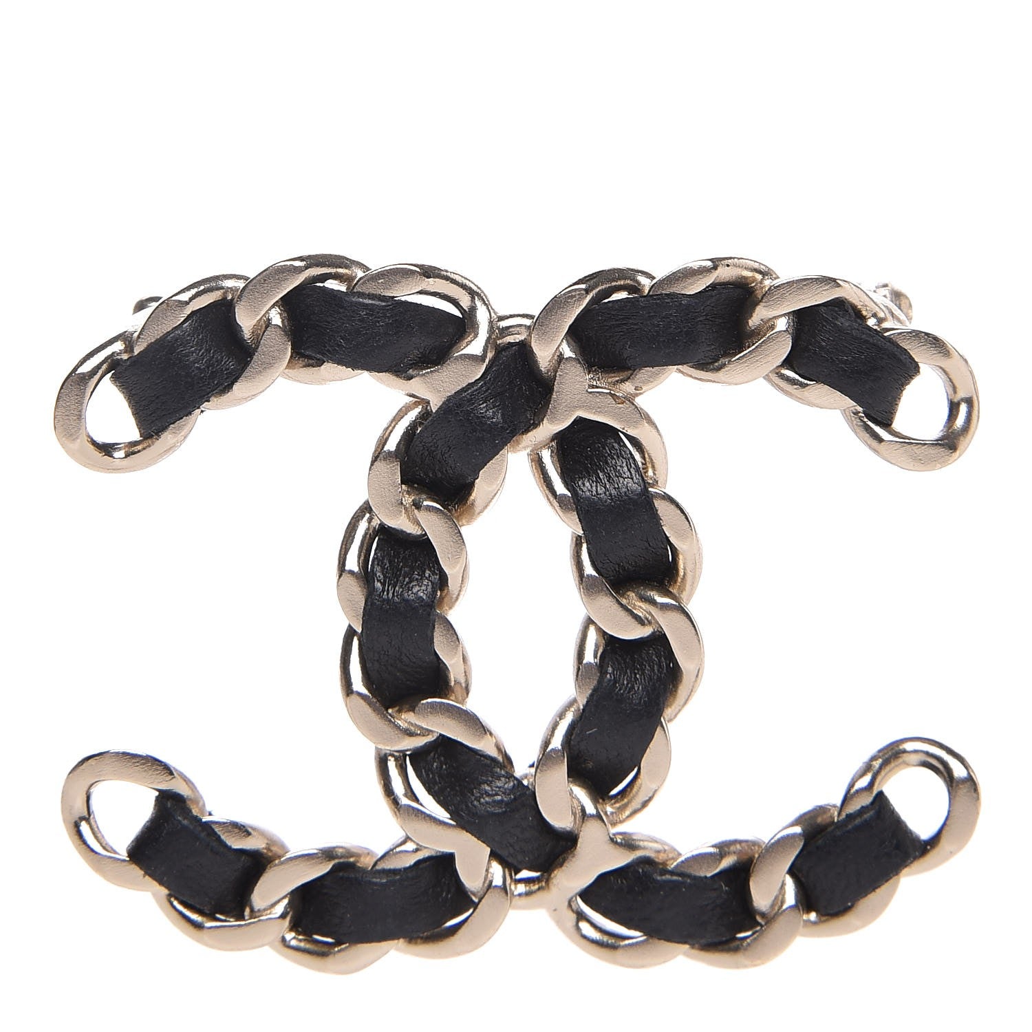 Chanel Lambskin Chain CC Brooch Black Gold 1 of 7