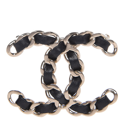 Chanel Lambskin Chain CC Brooch Black Gold 1 of 7