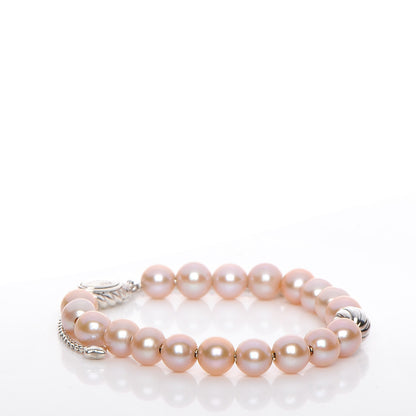 David Yurman Sterling Silver Pink Quartz 8mm Spiritual Beads Bracelet 4 of 4