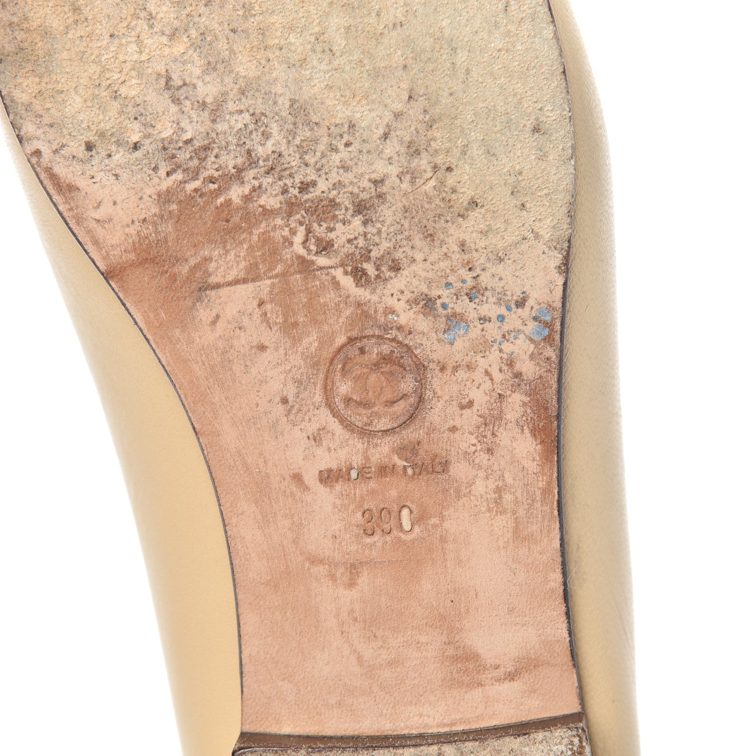 Chanel Lambskin Cap Toe CC Ballerina Flats 39 Beige Black 6 of 7